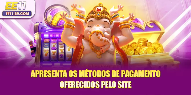 Apresenta os métodos de pagamento oferecidos pelo site